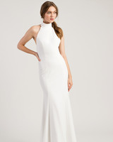 Mock Turtleneck Short Sleeves Wedding Dress
